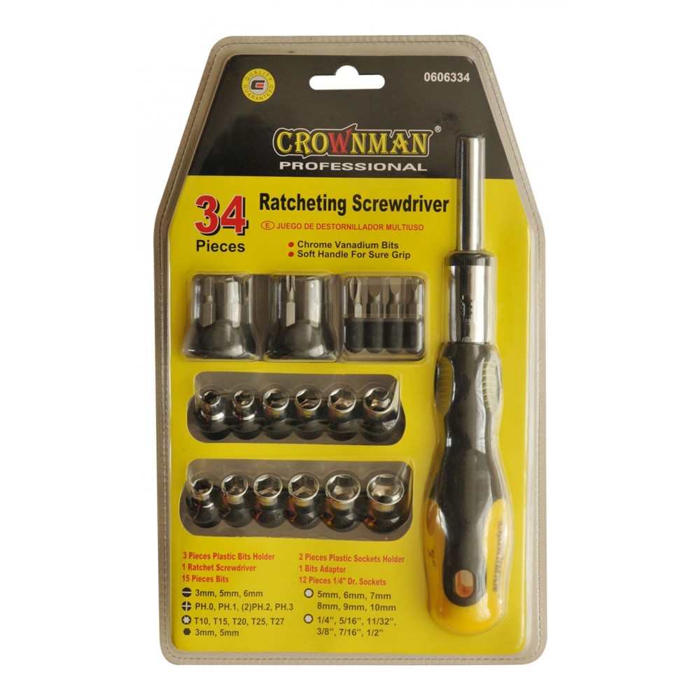 BITS AND SOCKET SET WITH SCREWDRIVER 34 PIECE | Autolink